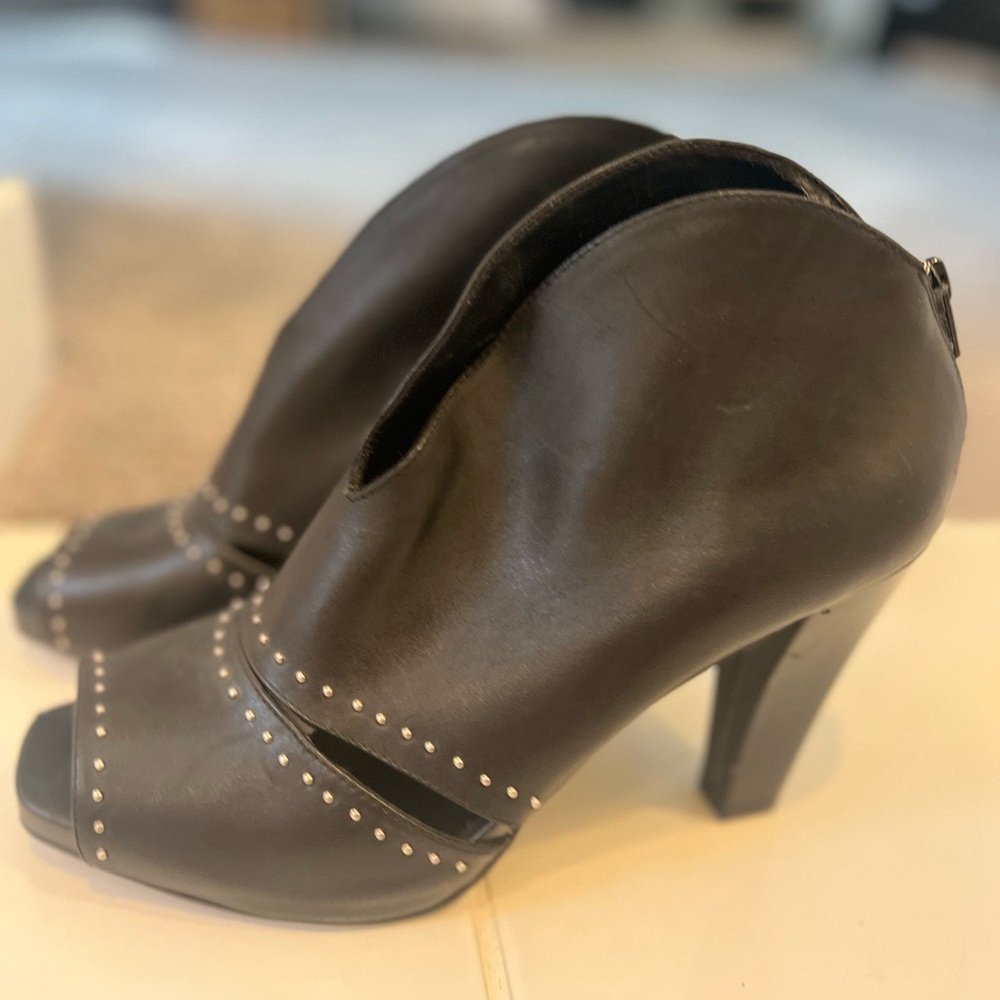 Franco Sarto Black Studded Peep-Toe Booties